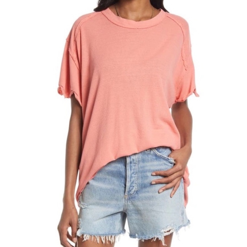 Free People Boyfriend Tshirt in Burnt Coral